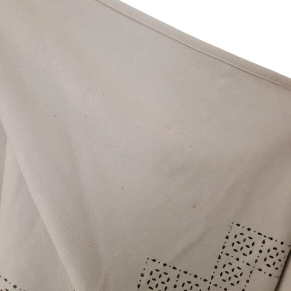100% Cashmere Beige Poncho Wrap Fringe Trim Eyelet Design OS Made in Italy - Picture 8 of 10